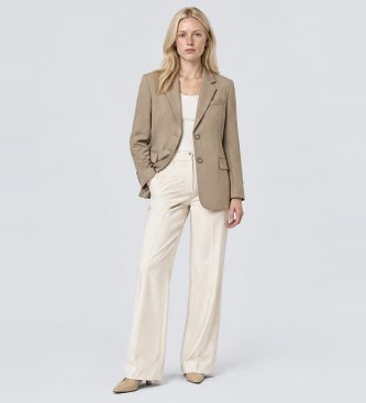 Twinset Beige blazerjacka i matt satin