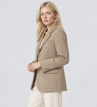 Twinset Beige blazerjacka i matt satin
