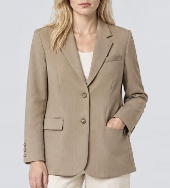 Twinset Beige blazerjacka i matt satin