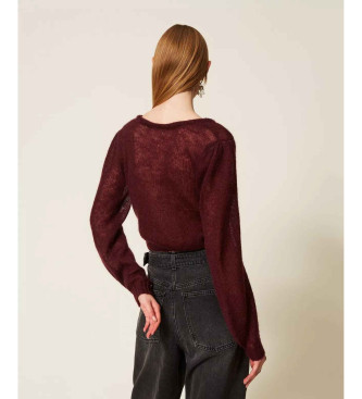 Twinset Kastanienbrauner Strickbolero aus gemischtem Mohair