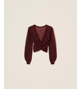 Twinset Bordowe bolerko z mieszanki moheru