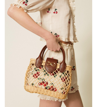 Twinset Axelremsv�ska i beige fl�tverk med beige clutch