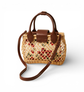 Twinset Axelremsv�ska i beige fl�tverk med beige clutch