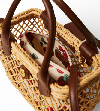 Twinset Axelremsv�ska i beige fl�tverk med beige clutch