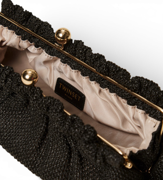 Twinset Pochette in rafia con ciondolo nero