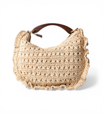 Twinset Beige cherry crochet bag