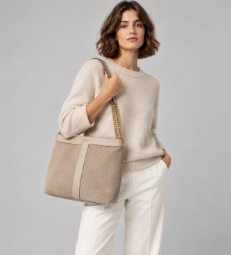 Twinset Borsa hobo in camoscio con logo