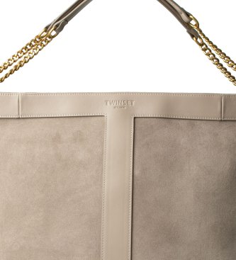 Twinset Borsa hobo in camoscio con logo