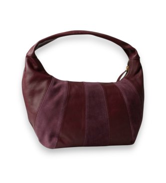 Twinset Borsa hobo in camoscio e pelle bordeaux