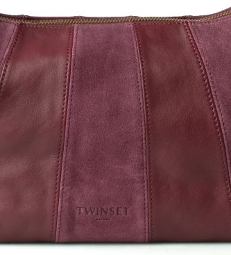 Twinset Borsa hobo in camoscio e pelle bordeaux