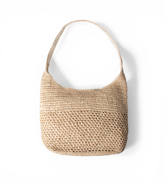 Twinset Beige Raffia Hobo Bag