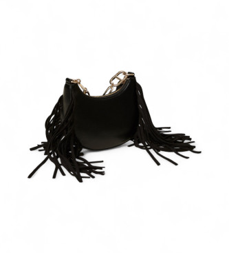 Twinset Borsa hobo mini Melrose con frange nere