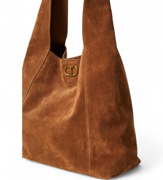 Twinset Borsa hobo in camoscio marrone Ventotene