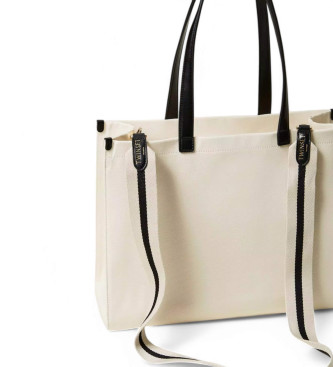 Twinset Borsa shopper in tela con logo beige