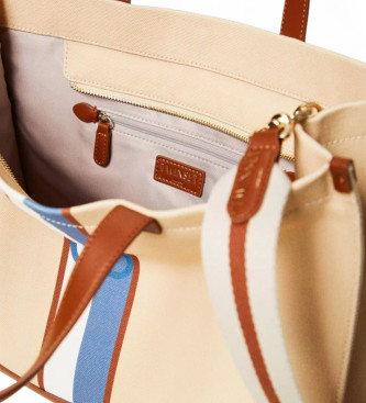 Twinset Canvas shopper bag with beige Oval T