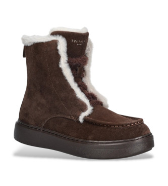Twinset Bottines en cuir Confy, marron