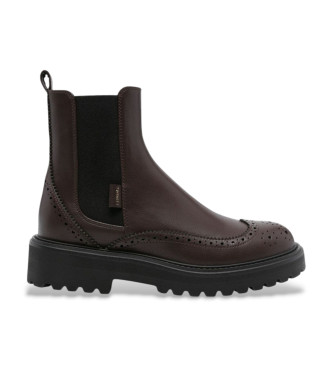 Twinset Bottines en cuir Tron marron