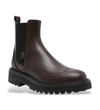 Twinset Bottines en cuir Tron marron