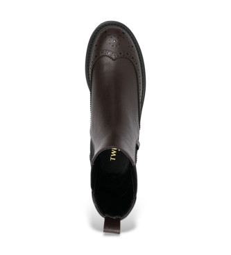Twinset Bottines en cuir Tron marron