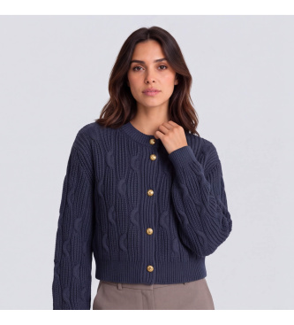 Twinset Cardigan court en mélange de laine bleu