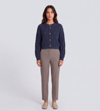 Twinset Cardigan court en mélange de laine bleu