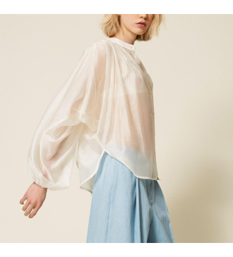 Twinset Bež nabita šifonska srajca