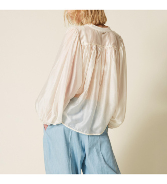 Twinset Bež nabita šifonska srajca