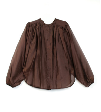 Twinset Brown gathered chiffon shirt