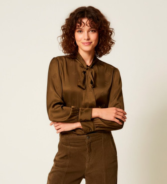 Twinset Chemise en satin jacquard vert