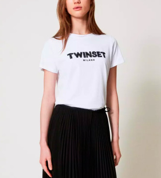 Twinset T-shirt med hvidt broderet logo med bogstaver