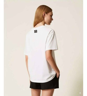 Twinset Oversize-T-Shirt mit weier Blumenstickerei