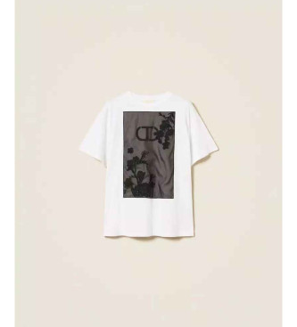Twinset Oversize-T-Shirt mit weier Blumenstickerei