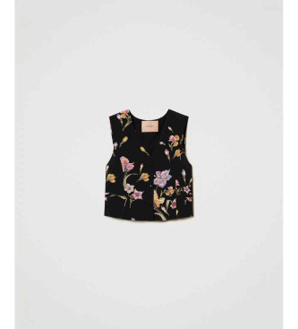 Twinset Gilet in crepe de chine floreale nero