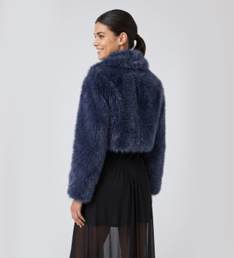 Twinset Kort blå pelsjakke