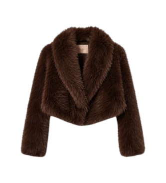 Twinset Jaqueta curta de pelo sintético castanho