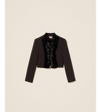 Twinset Spencer-Jacke aus Krepp und schwarzem Samt