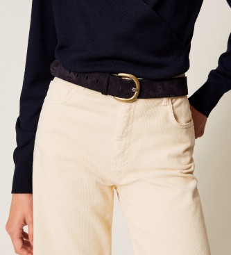 Twinset Wildledergürtel mit marineblauem Logo
