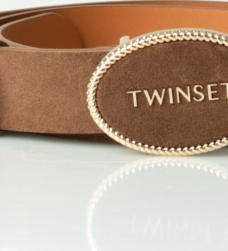 Twinset Cinturón logotipo beige