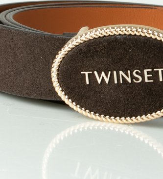 Twinset Cinturón logotipo marrón