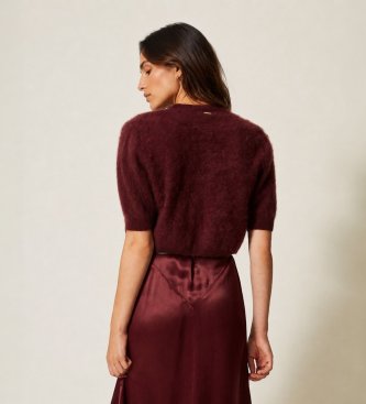 Twinset Bolero i børstet uldblanding, bordeaux