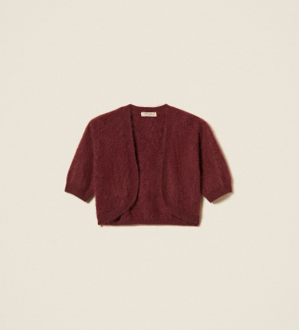 Twinset Bolero i børstet uldblanding, bordeaux