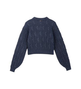 Twinset Cardigan court en mélange de laine bleu