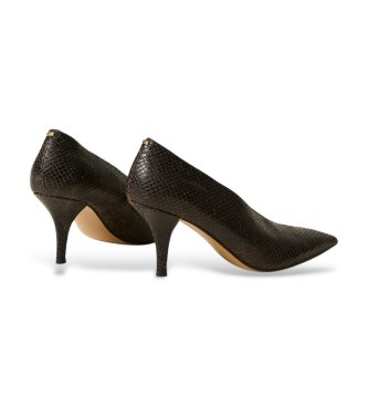 Twinset Ruskindede pumps i skind med pythonprint