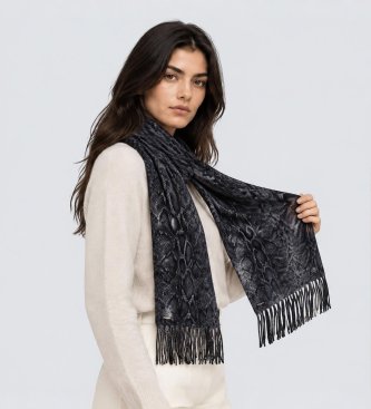 Twinset Stola con stampa animalier blu