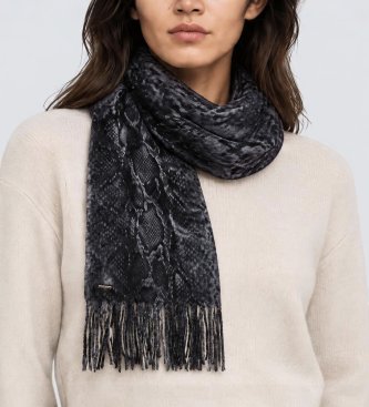Twinset Stola con stampa animalier blu