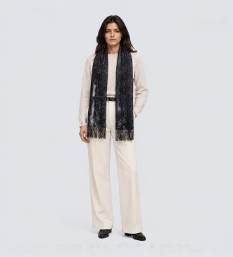 Twinset Stola con stampa animalier blu