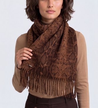 Twinset Stola con stampa animalier marrone