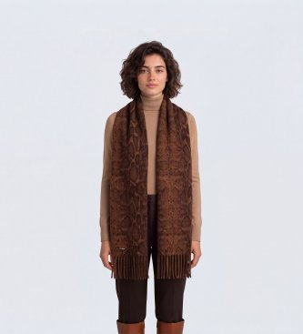 Twinset Stola con stampa animalier marrone