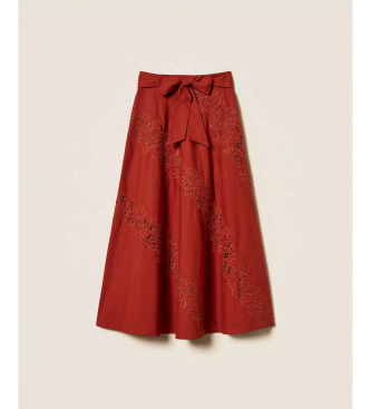 Twinset Poplin and brown English embroidery long skirt