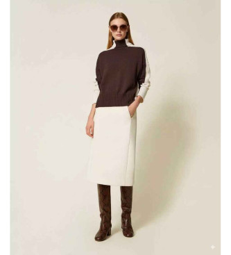 Twinset Midirock aus weiem Scuba-Stoff